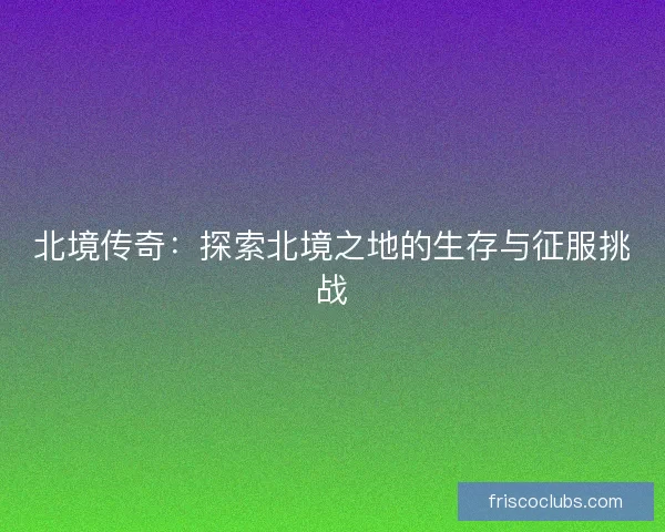 北境传奇：探索北境之地的生存与征服挑战