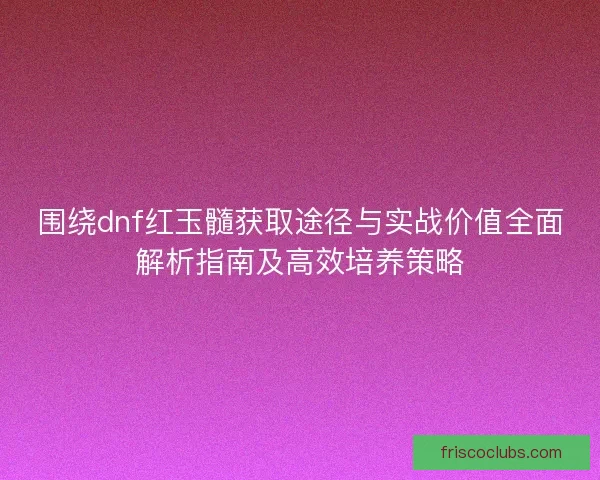围绕dnf红玉髓获取途径与实战价值全面解析指南及高效培养策略