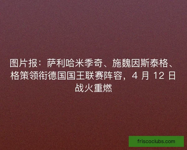 图片报：萨利哈米季奇、施魏因斯泰格、格策领衔德国国王联赛阵容，4 月 12 日战火重燃